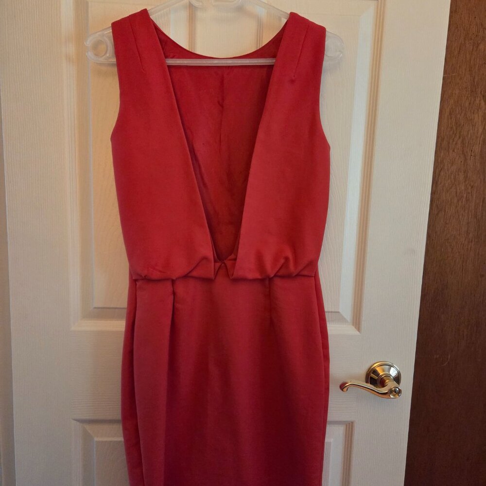 Zara Basic Fire Red Cocktail Dress - Open Back - Picture 2 of 3